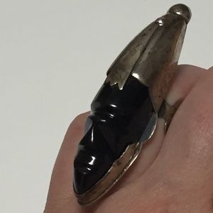 Vintage Onyx Mexican ring. Size 6 tribal Warrior